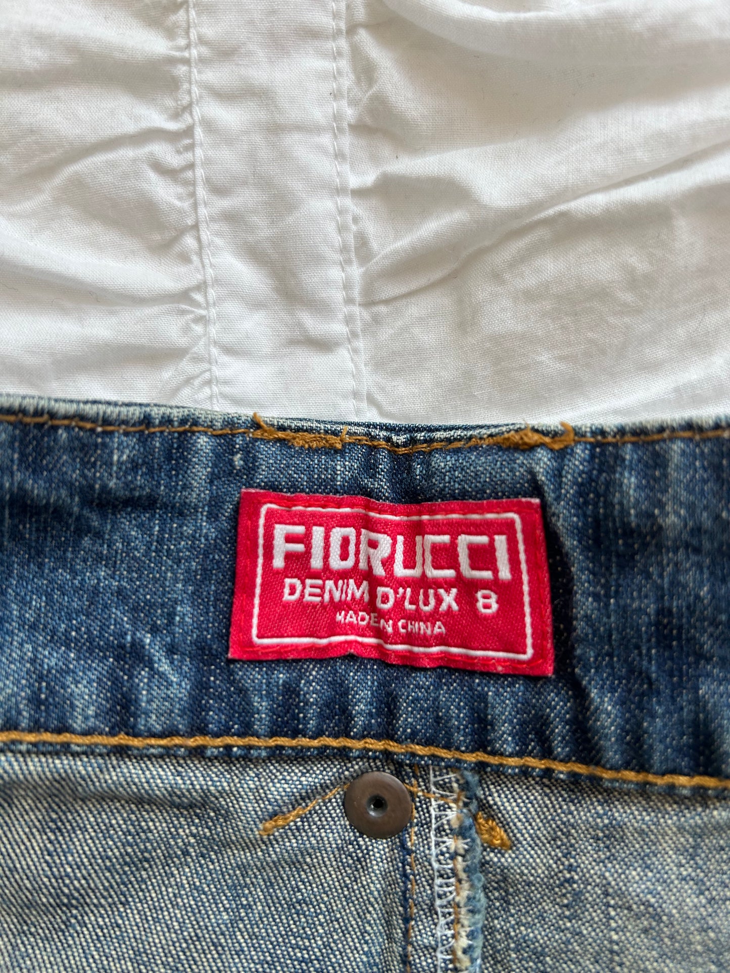 Vintage Fiorucci Denim Miniskirt - Y2K Style with Red Accents