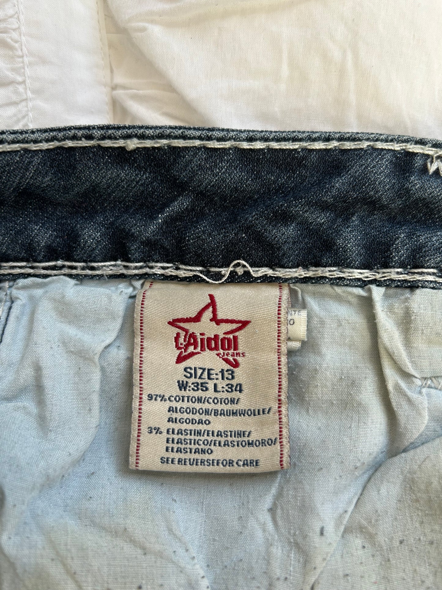 Vintage L.A. Idol USA Flare Jeans – Ornament-Stickerei & Strass-Still Alive