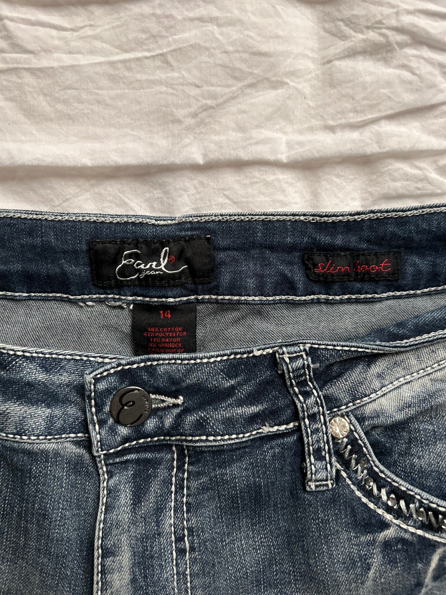 Vintage Earl Jean "Slim Boot" Jeans with Embroidery & Beading