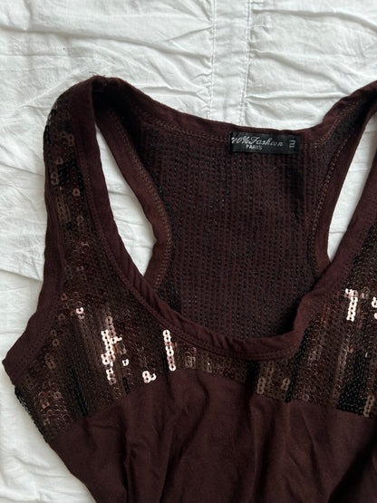Vintage Fashion Paris Tanktop – Pailletten-Detail & Racerback
