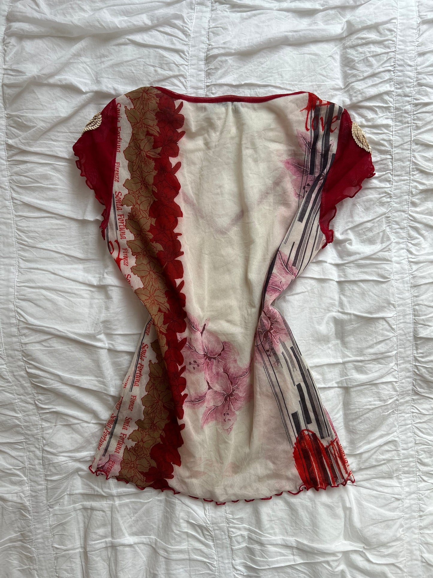 Sonia Fortuna Top – Floral-Print & Pailletten-Details
