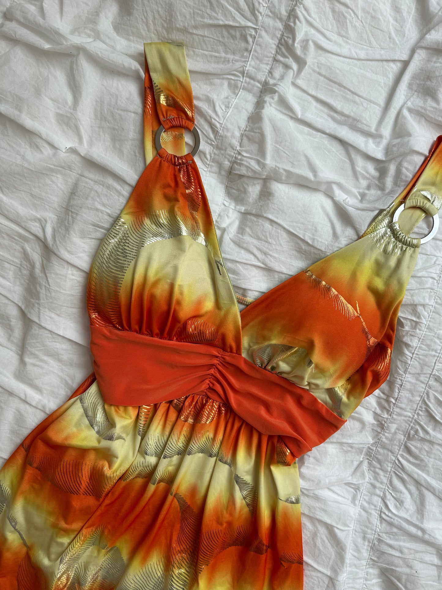 Vintage Y2K Ombré Top – Metallic-Print