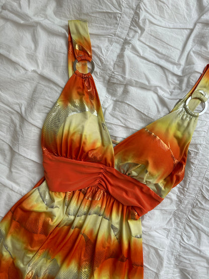 Vintage Y2K Ombré Top – Metallic-Print