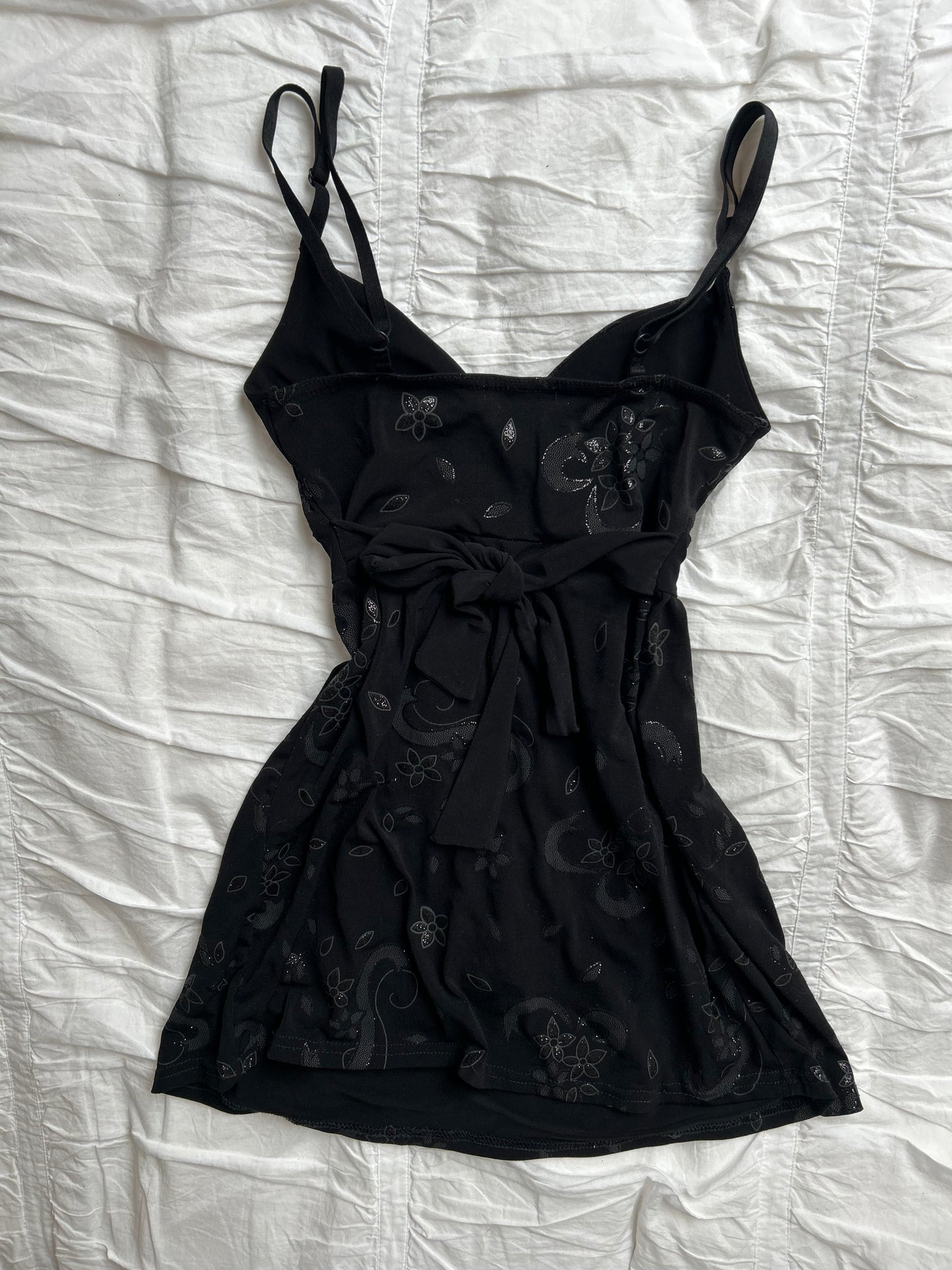 Vintage Sisters Point Babydoll – Floral-Glitzer-Print & Bindedetail