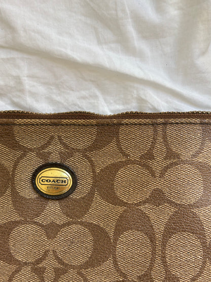 Vintage Coach Schultertasche Ikonisches Signatur-Canvas & Braun