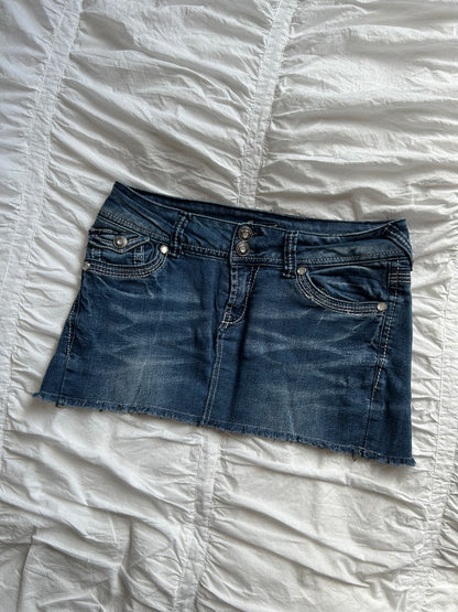 Vintage WallFlower Denim Minirock Stickerei & Strass