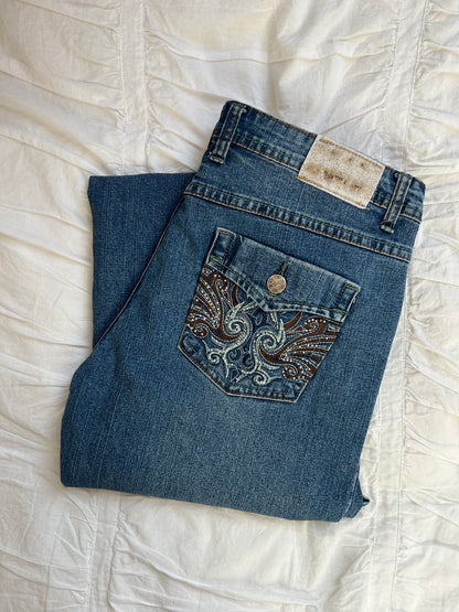 Vintage Richcow Flare Jeans – Tribal Embroidery & Studs