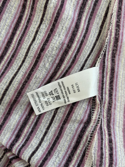 Vintage George Ruffle Bluse – Trompetenärmel & Streifen-Design-Still Alive