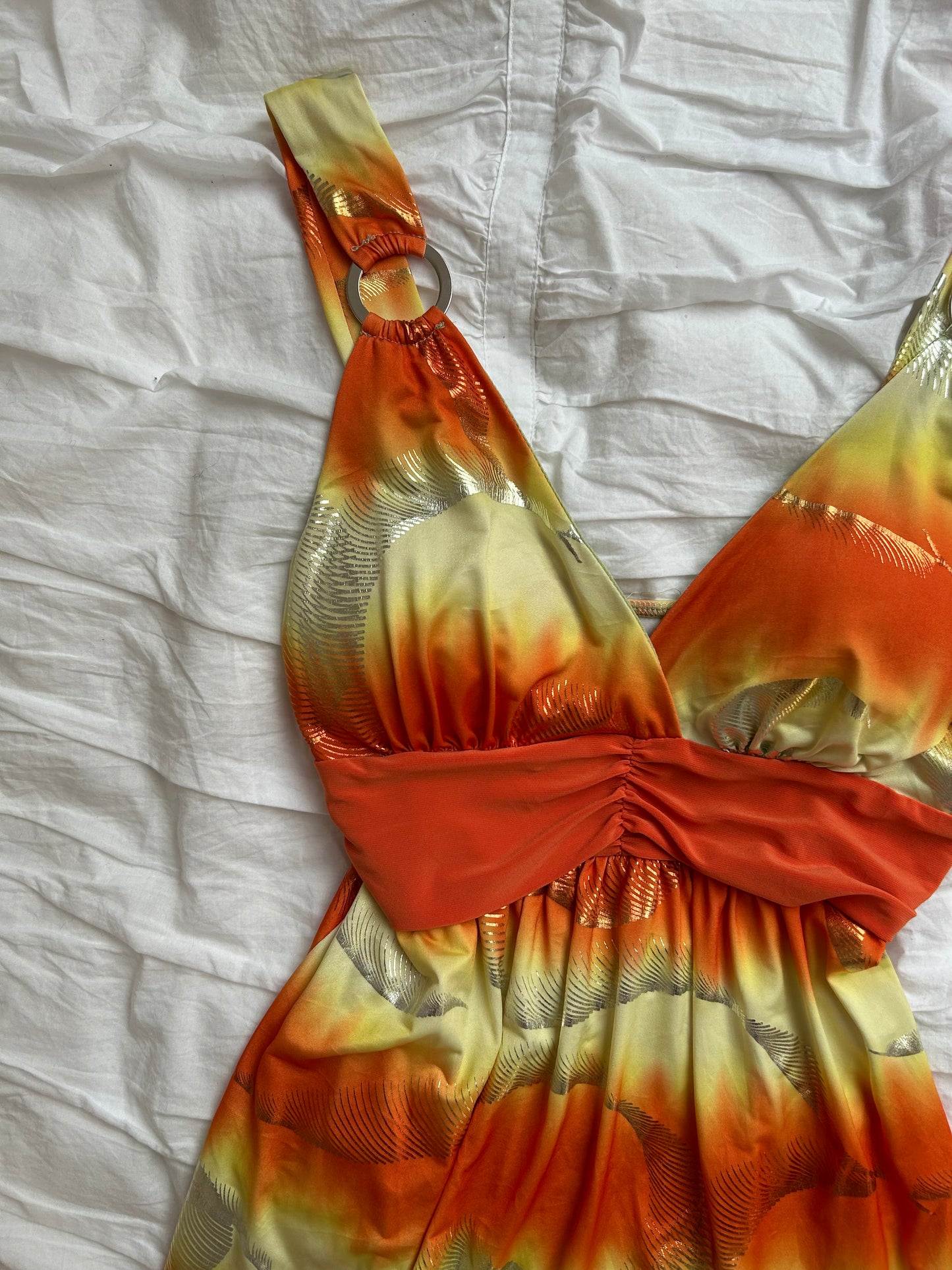 Vintage Y2K Ombré Top – Metallic-Print