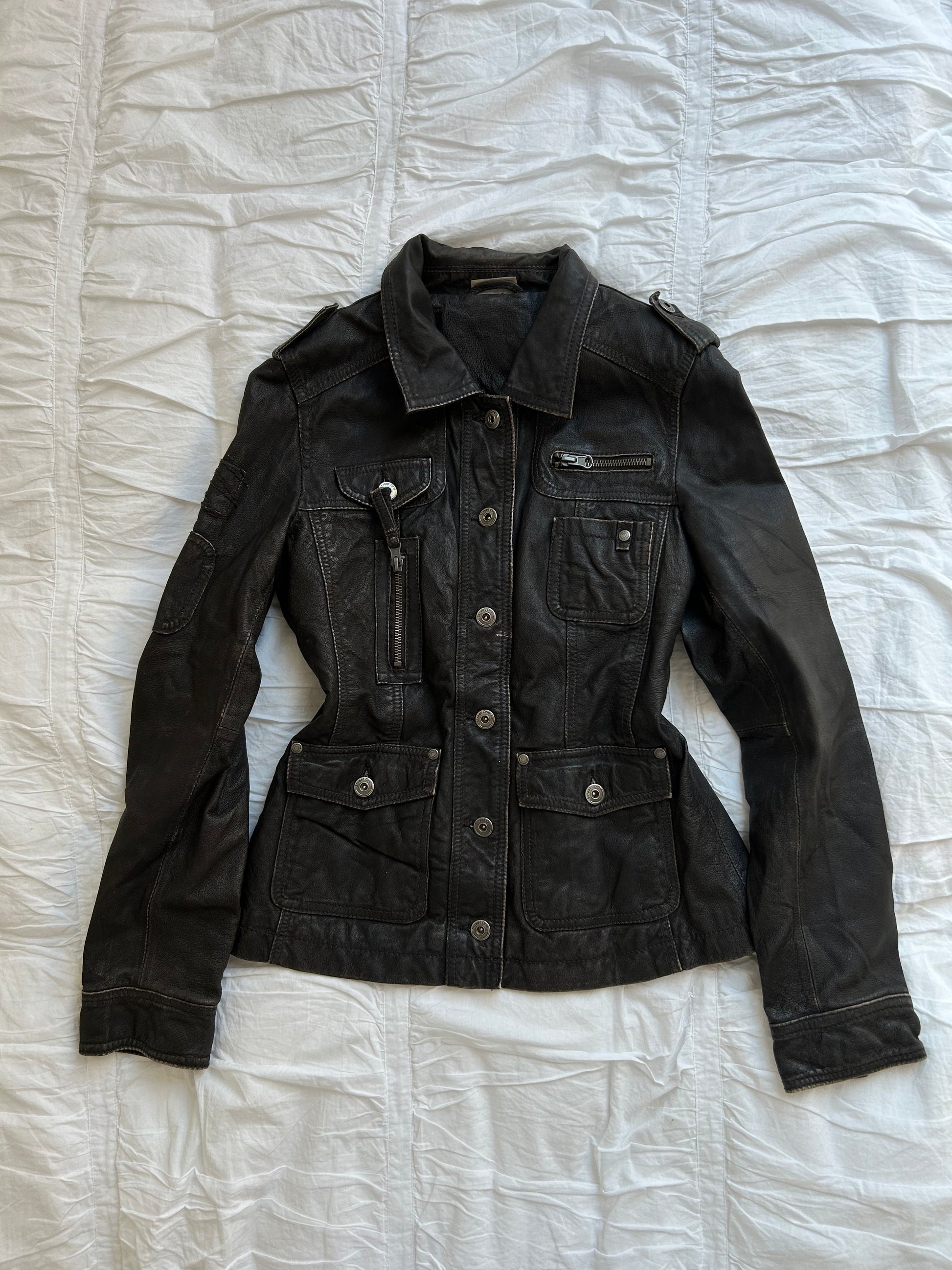 Vintage Street One Echtlederjacke – Utility-Look & Aufgesetzte Taschen-Still Alive