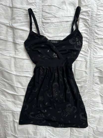 Vintage Sisters Point Babydoll – Floral-Glitzer-Print & Bindedetail