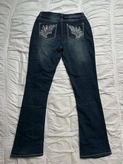 Vintage Faded Glory Denim Wing Embroidery & Sequin Details