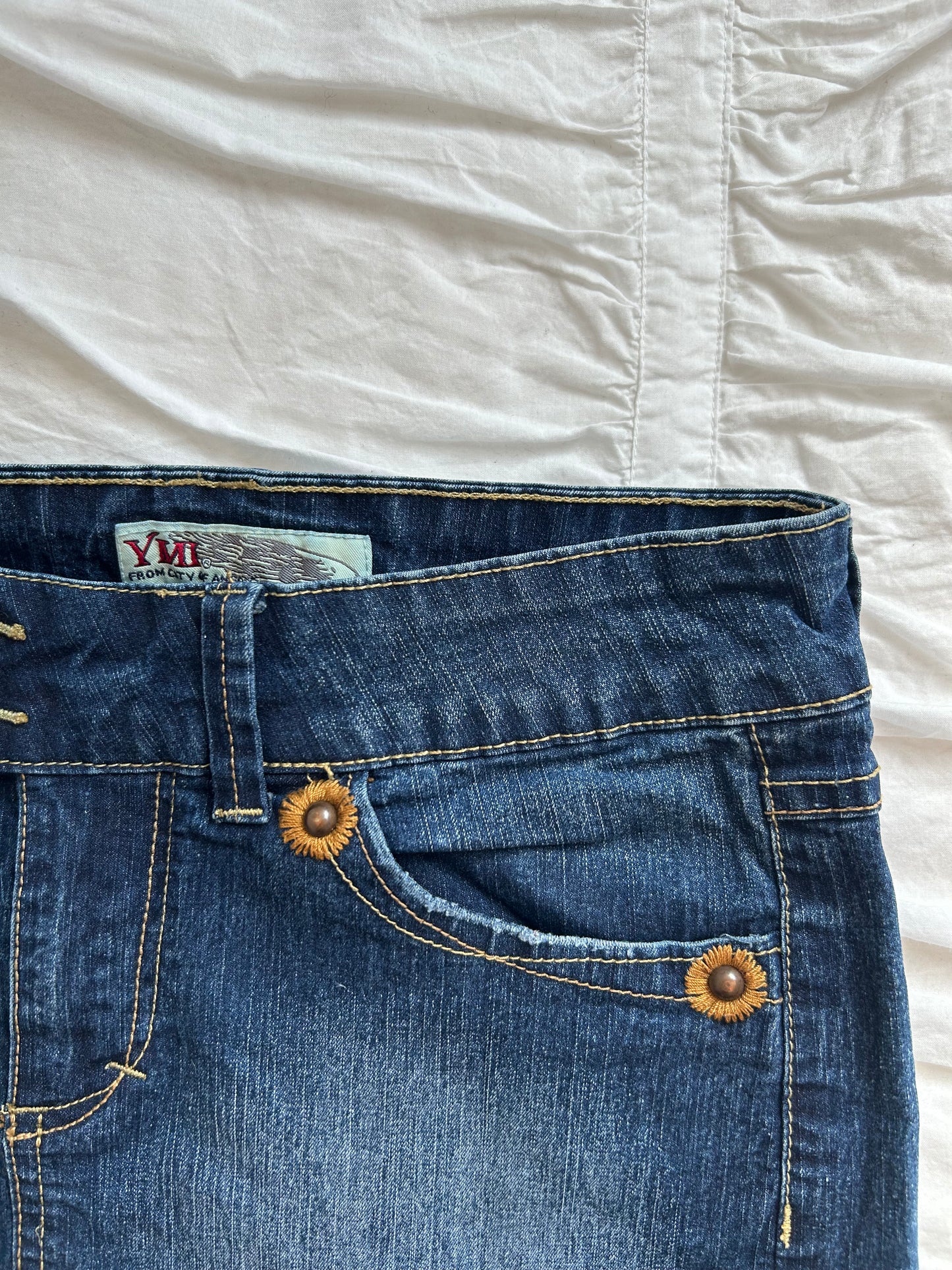 Vintage YMI Denim Minirock Patch-Akzente