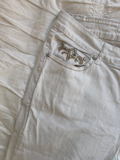 Vintage One 5 One Flare Jeans – Ornate Fleur-de-lis & Strass