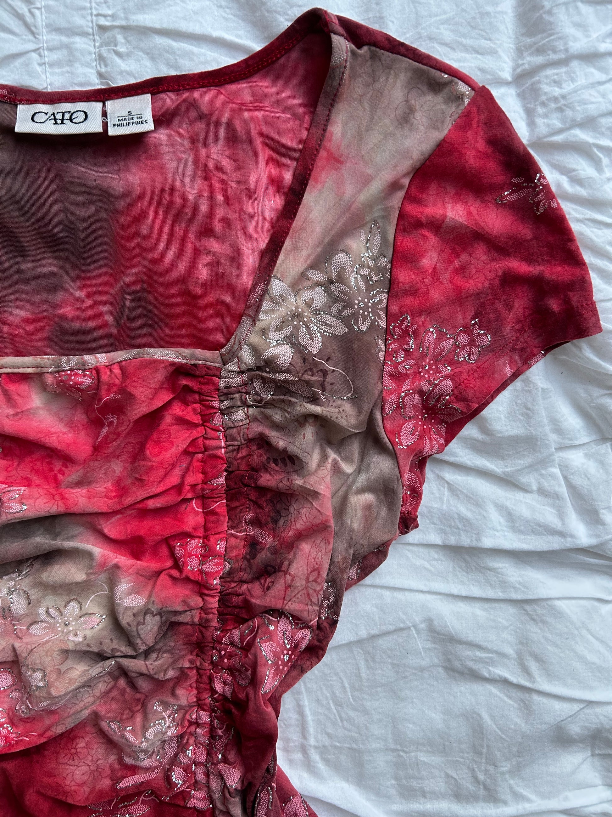 CATO Raff-Top – Tie-Dye & Glitzer-Blumen-Print-Still Alive