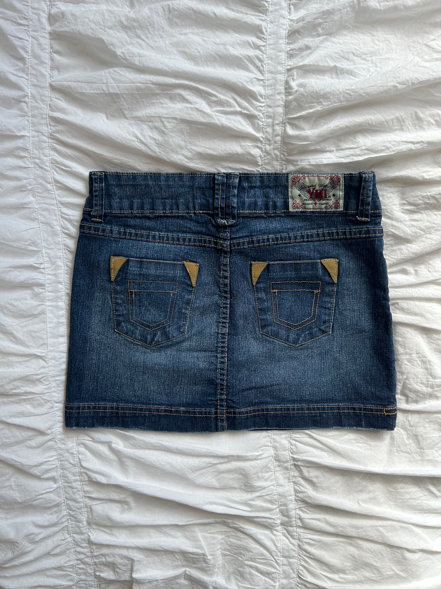 Vintage YMI Denim Minirock Patch-Akzente