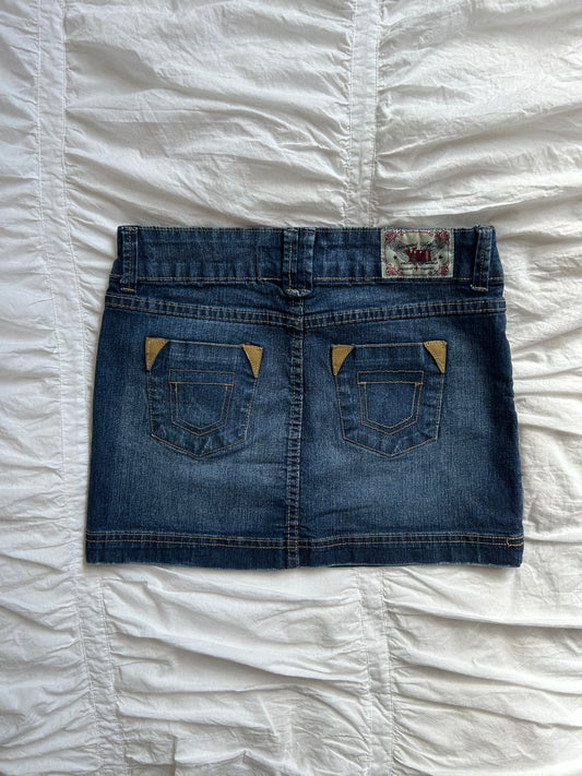 Vintage YMI Denim Minirock Patch-Akzente