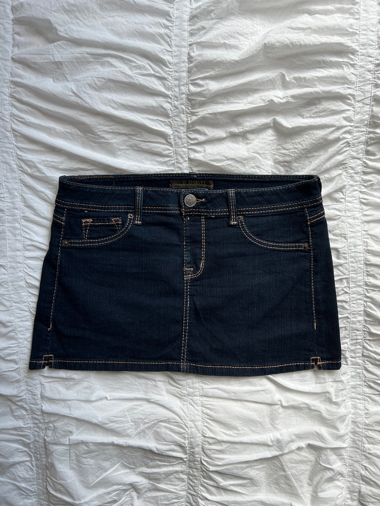 Vintage 2BWU Denim Minirock mit Kontrastnähten