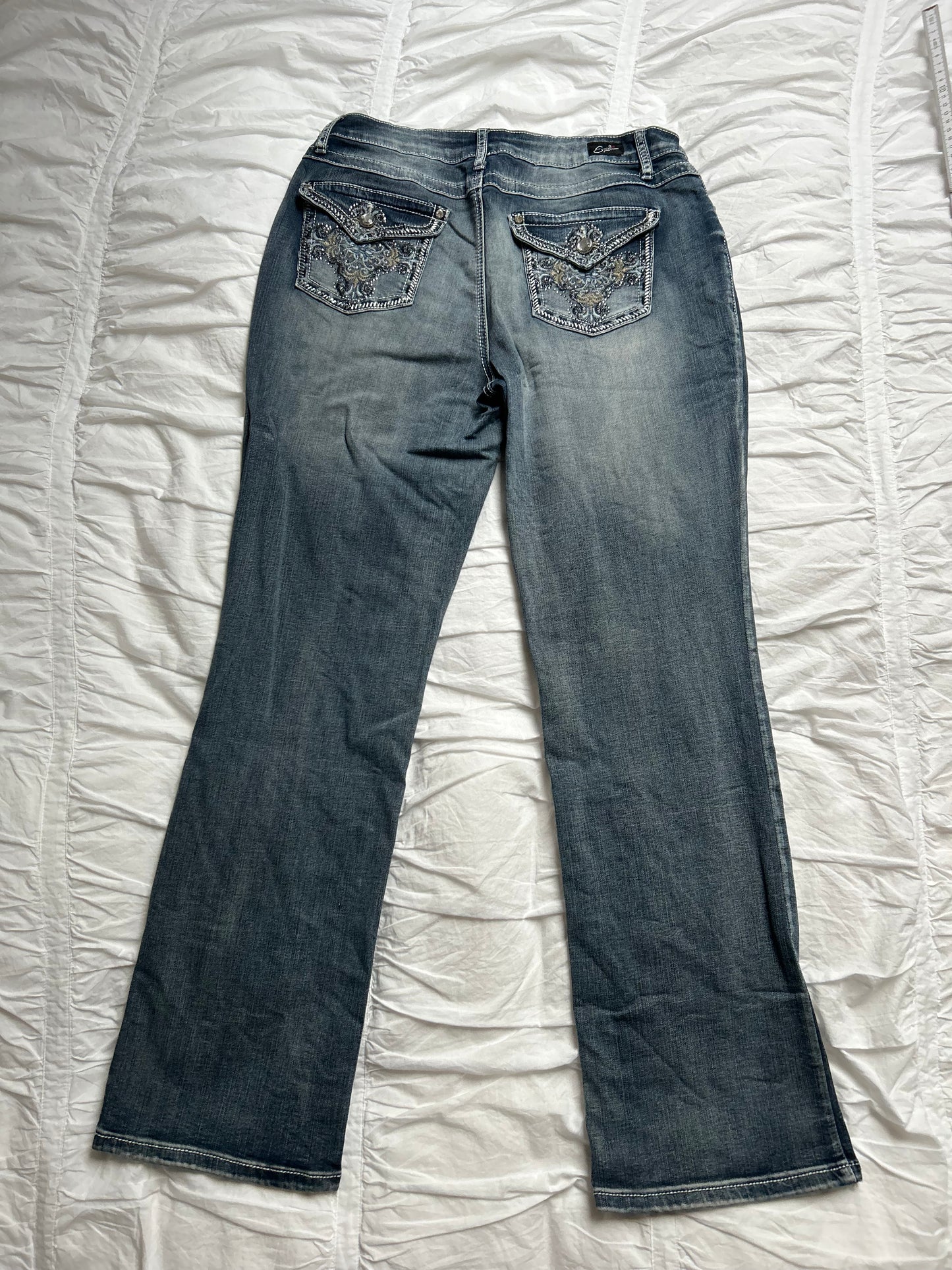 Vintage Earl Jean "Slim Boot" Jeans with Embroidery & Beading