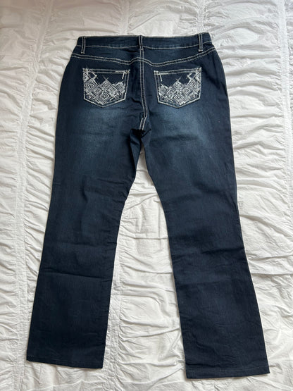 Vintage Rockin' Denim Jeans with Embroidery & Contrast Stitching