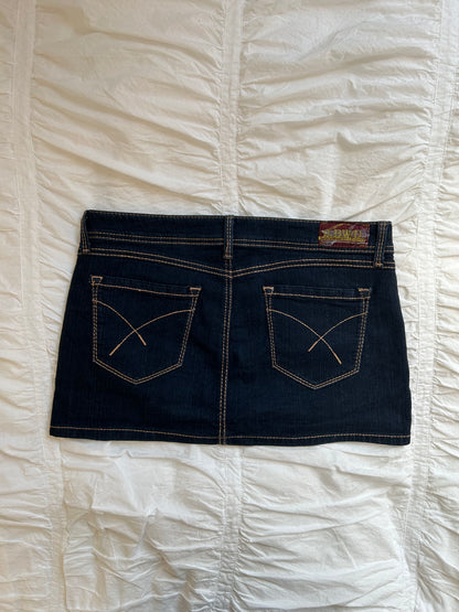 Vintage 2BWU Denim Minirock mit Kontrastnähten