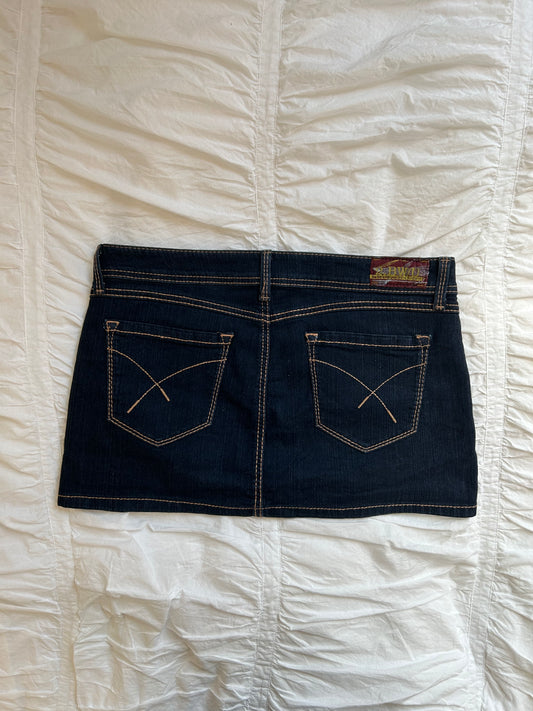 Vintage 2BWU Denim Minirock mit Kontrastnähten