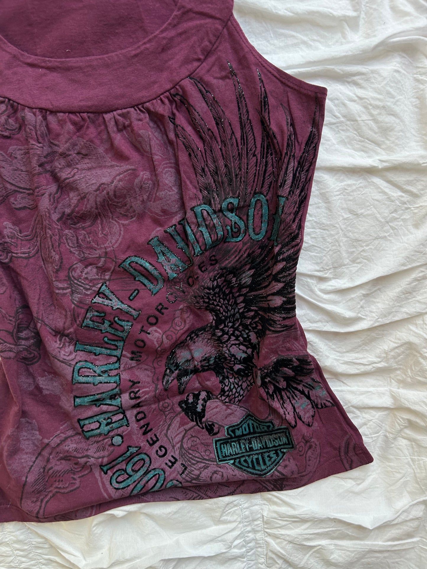 Vintage Harley-Davidson Tanktop – Adler-Print & Glitzer
