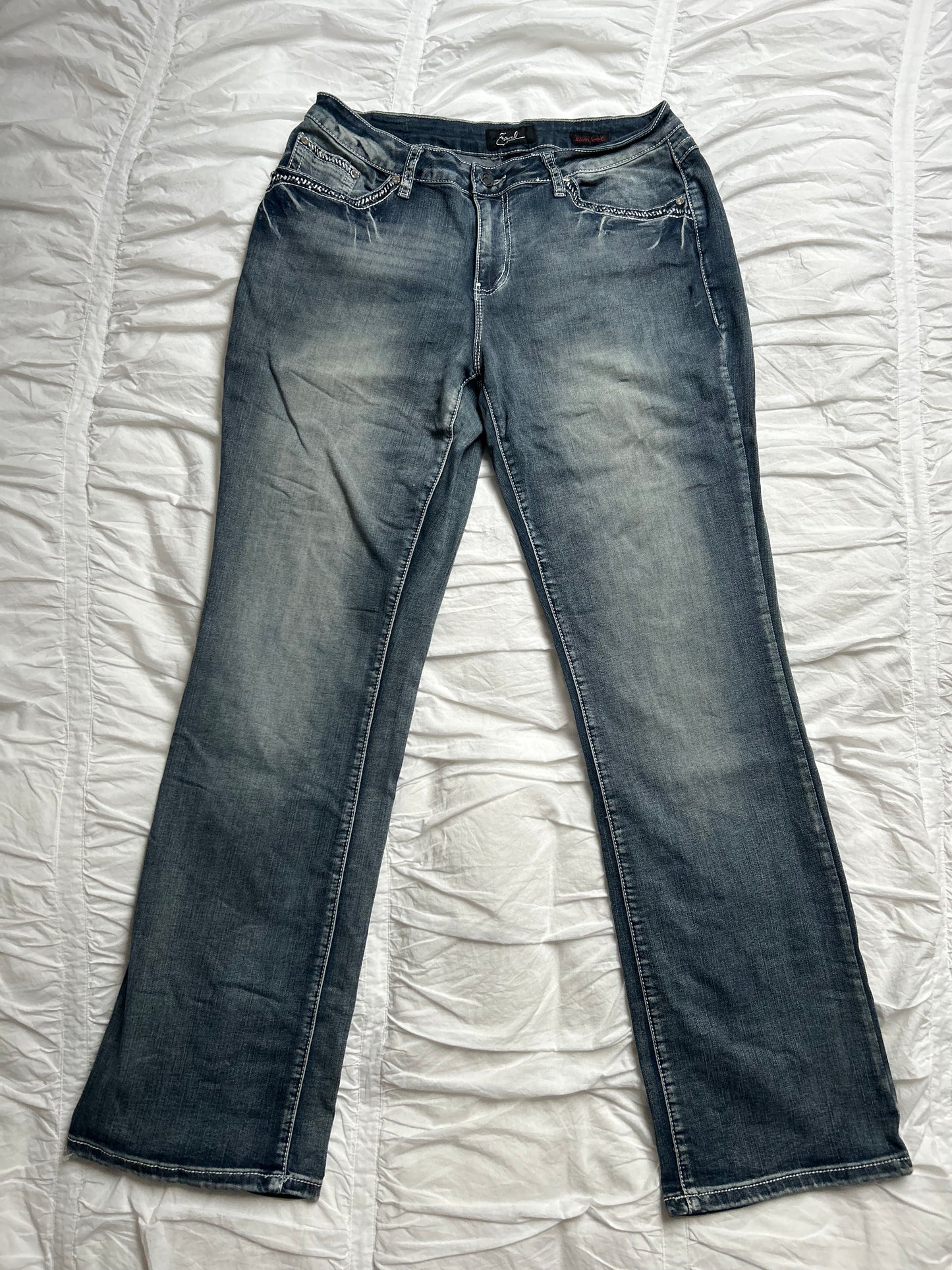 Vintage Earl Jean "Slim Boot" Jeans with Embroidery & Beading