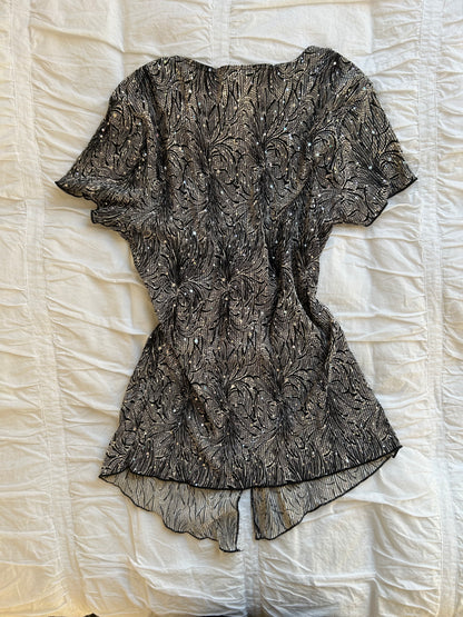 Vintage Brittany Black Top – Glitzer & Zierschnalle