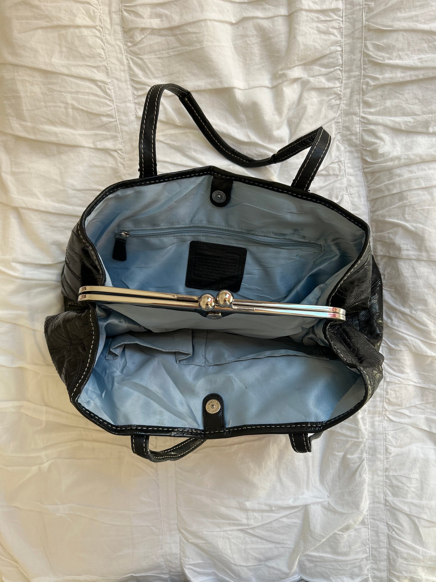 Vintage Coach Handtasche Schwarzes Lackleder