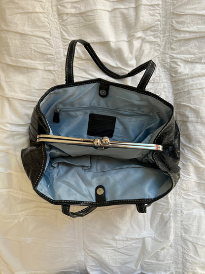 Vintage Coach Handtasche Schwarzes Lackleder