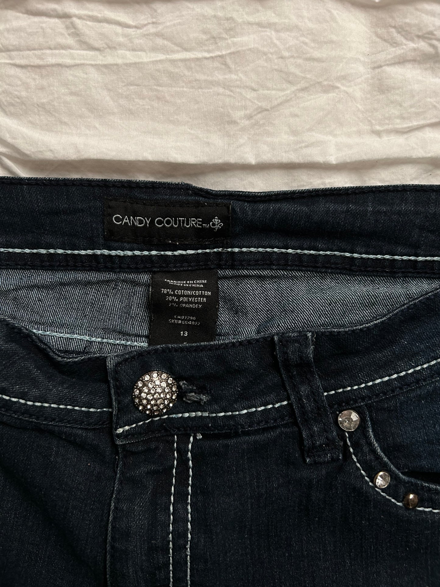Vintage Candy Couture Jeans Embroidery & Rhinestone Details