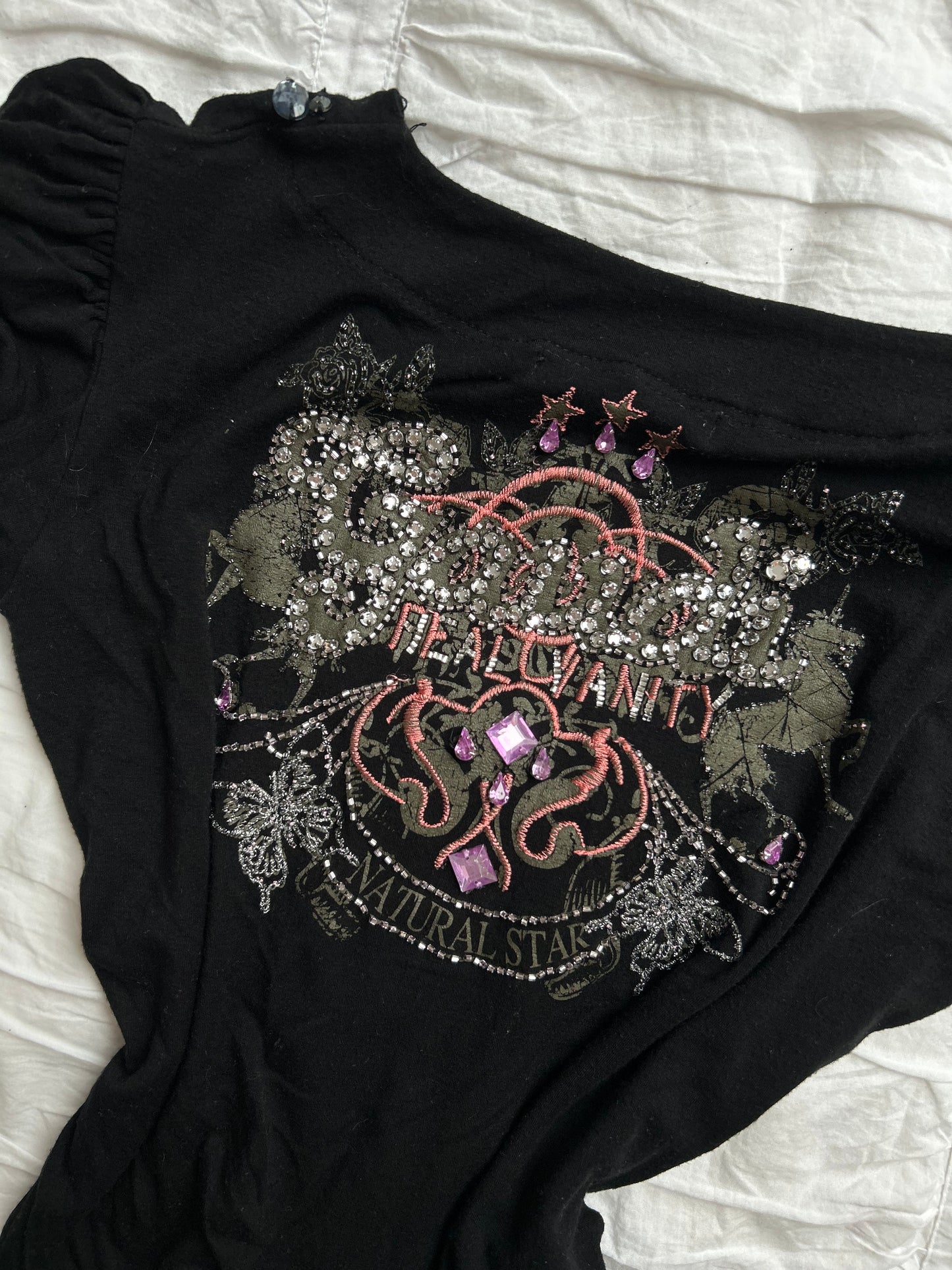 Vintage GAUDÌ Y2K Top – Pailletten- & Glitzer-Applikation