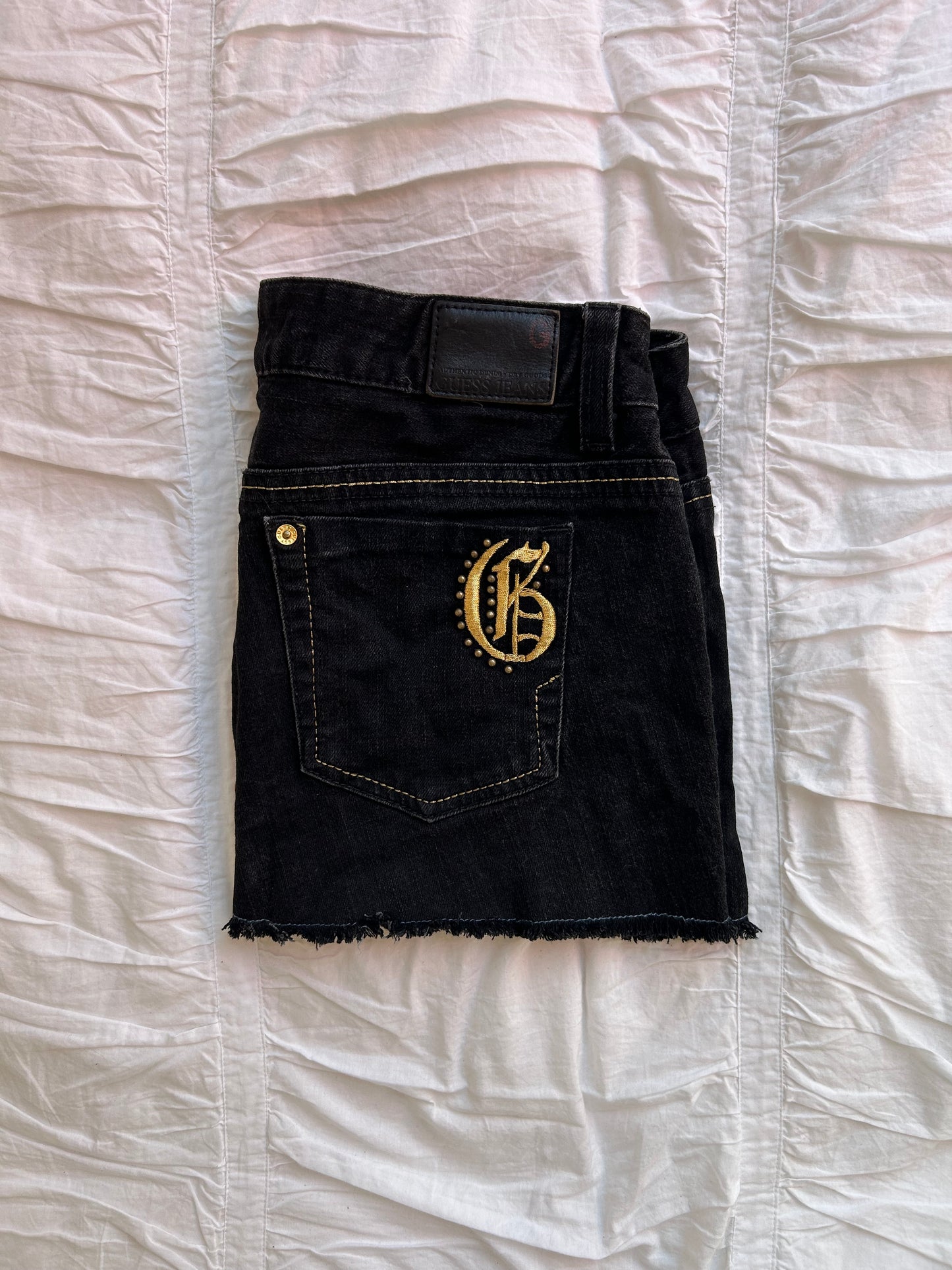 Vintage Guess Denim Minirock Gold-Logo