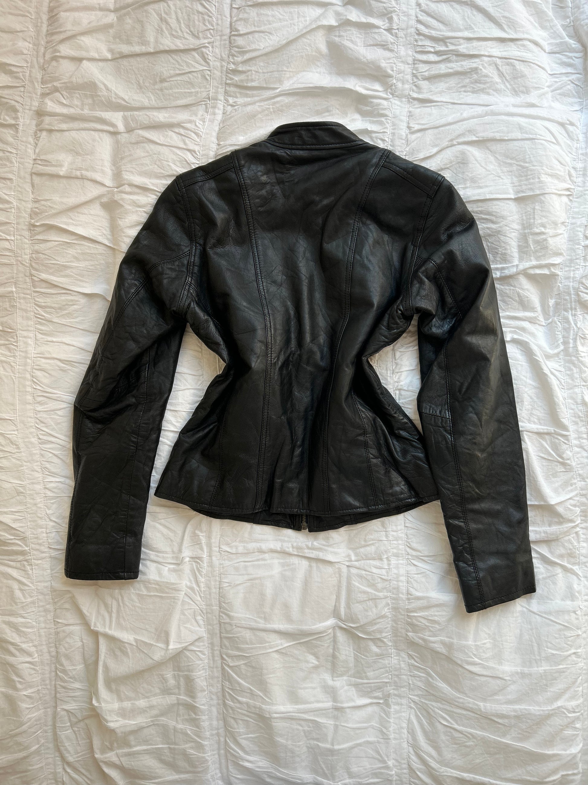 Vintage Censured Echtlederjacke – Biker-Stil & Stehkragen-Still Alive