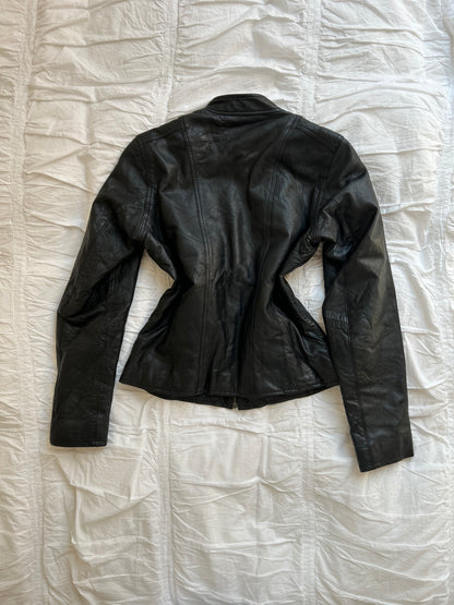 Vintage Censured Echtlederjacke – Biker-Stil & Stehkragen-Still Alive