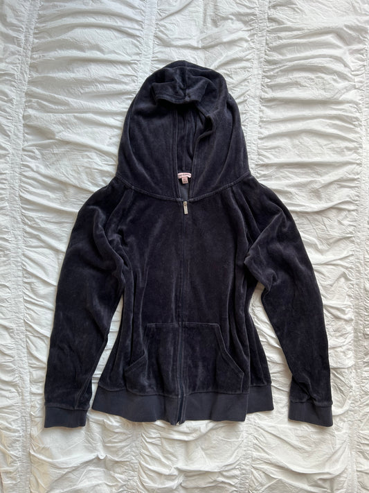 Juicy Couture Velour Sweatjacke / Hoodie Dunkelgrau-blau