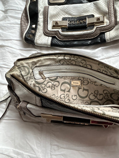 Vintage Guess Taschen-Set (2-teilig) Reptil-Look & Patchwork-Design