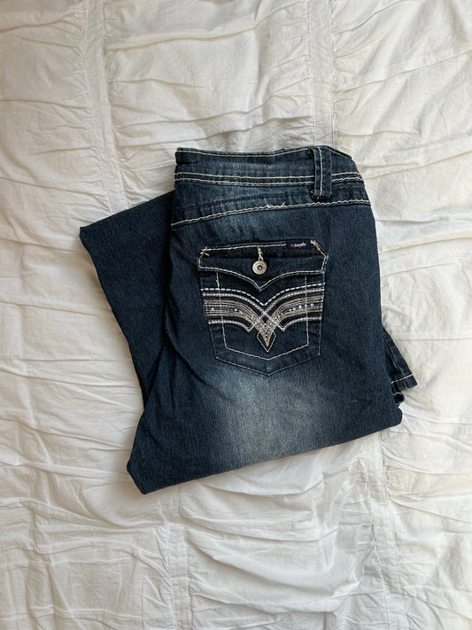 Vintage Angels Plus Size Jeans – Triple Button & Ornate Pockets