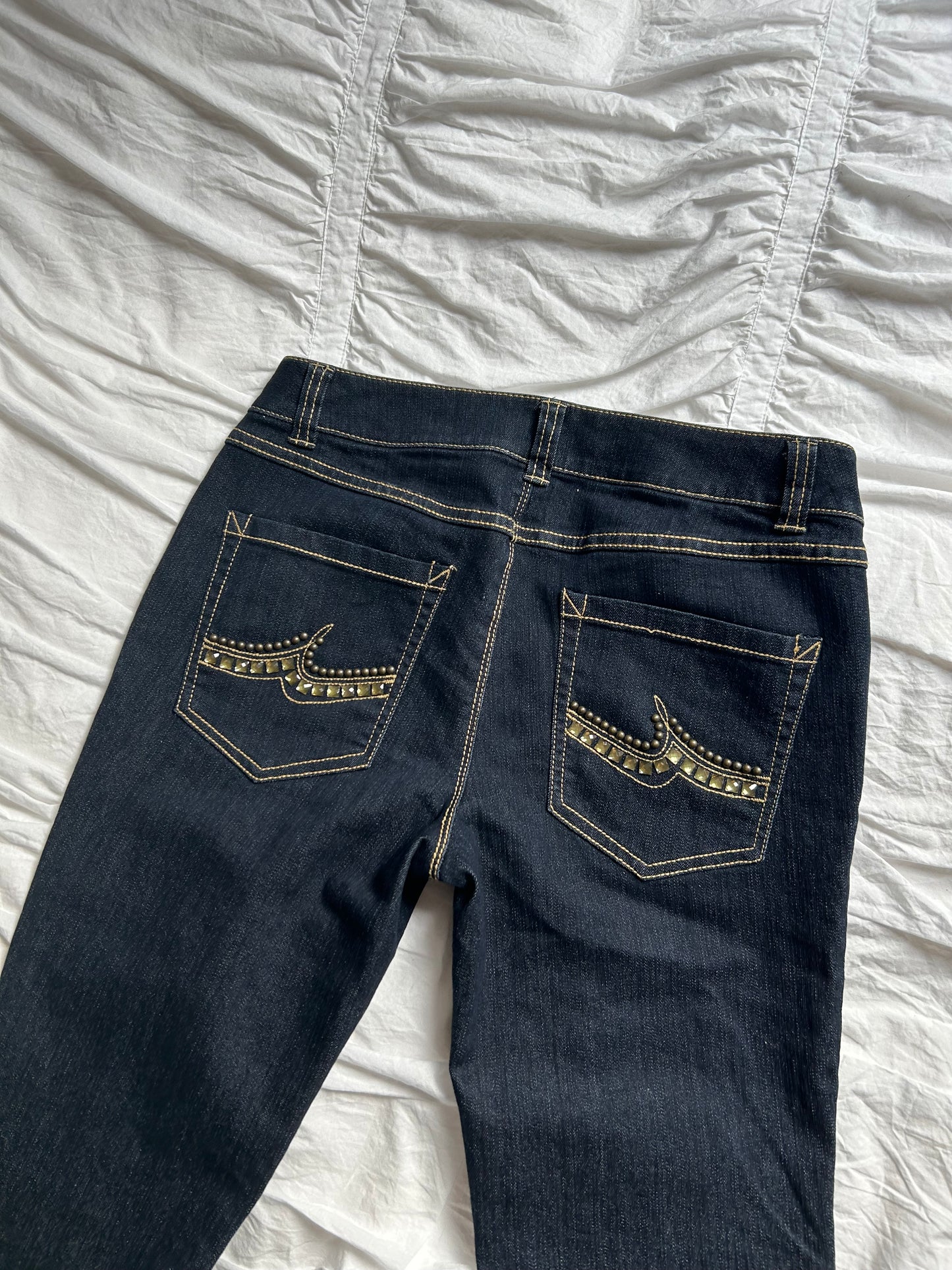 Vintage INC Denim Flare Jeans Studded Pocket Details