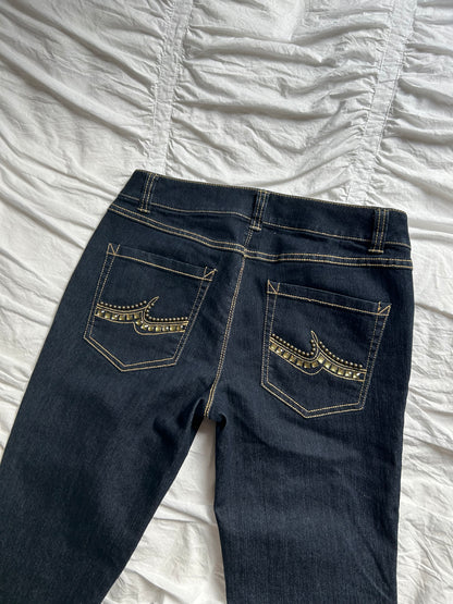 Vintage INC Denim Flare Jeans Studded Pocket Details