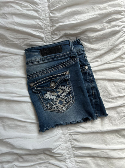 Vintage WallFlower Denim Minirock Stickerei & Strass