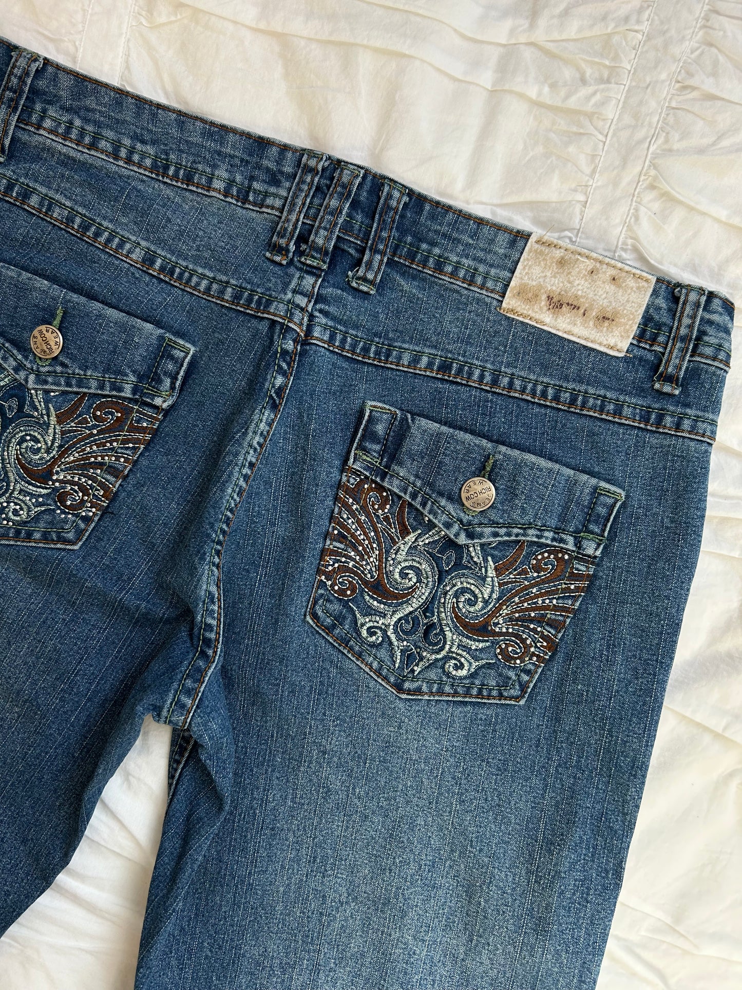 Vintage Richcow Flare Jeans – Tribal Embroidery & Studs