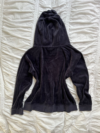 Juicy Couture Velour Sweatjacke / Hoodie Dunkelgrau-blau