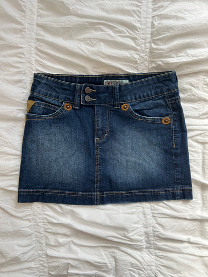 Vintage YMI Denim Minirock Patch-Akzente