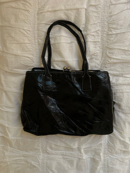 Vintage Coach Handtasche Schwarzes Lackleder