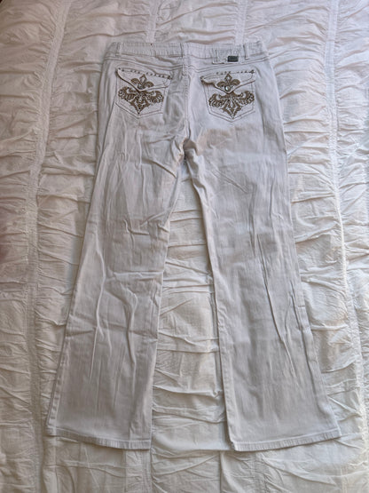 Vintage One 5 One Flare Jeans – Ornate Fleur-de-lis & Strass
