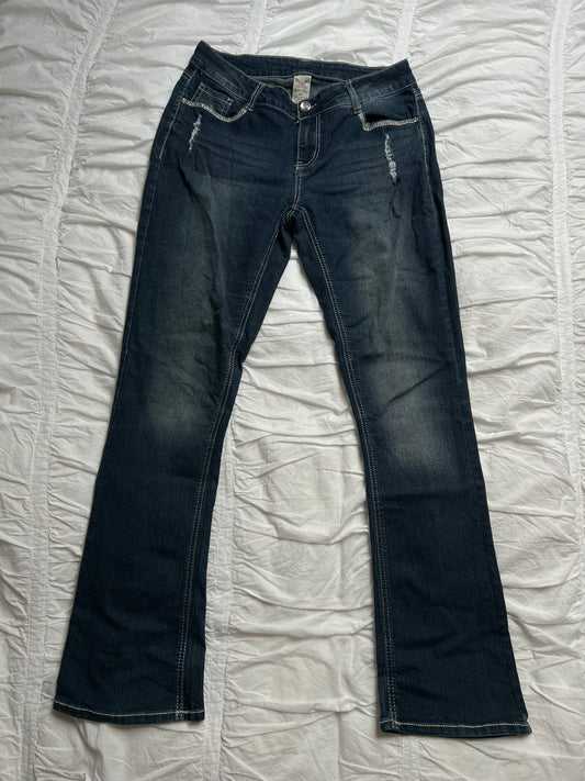 Vintage Faded Glory Denim Flügel-Stickerei & Pailletten-Details
