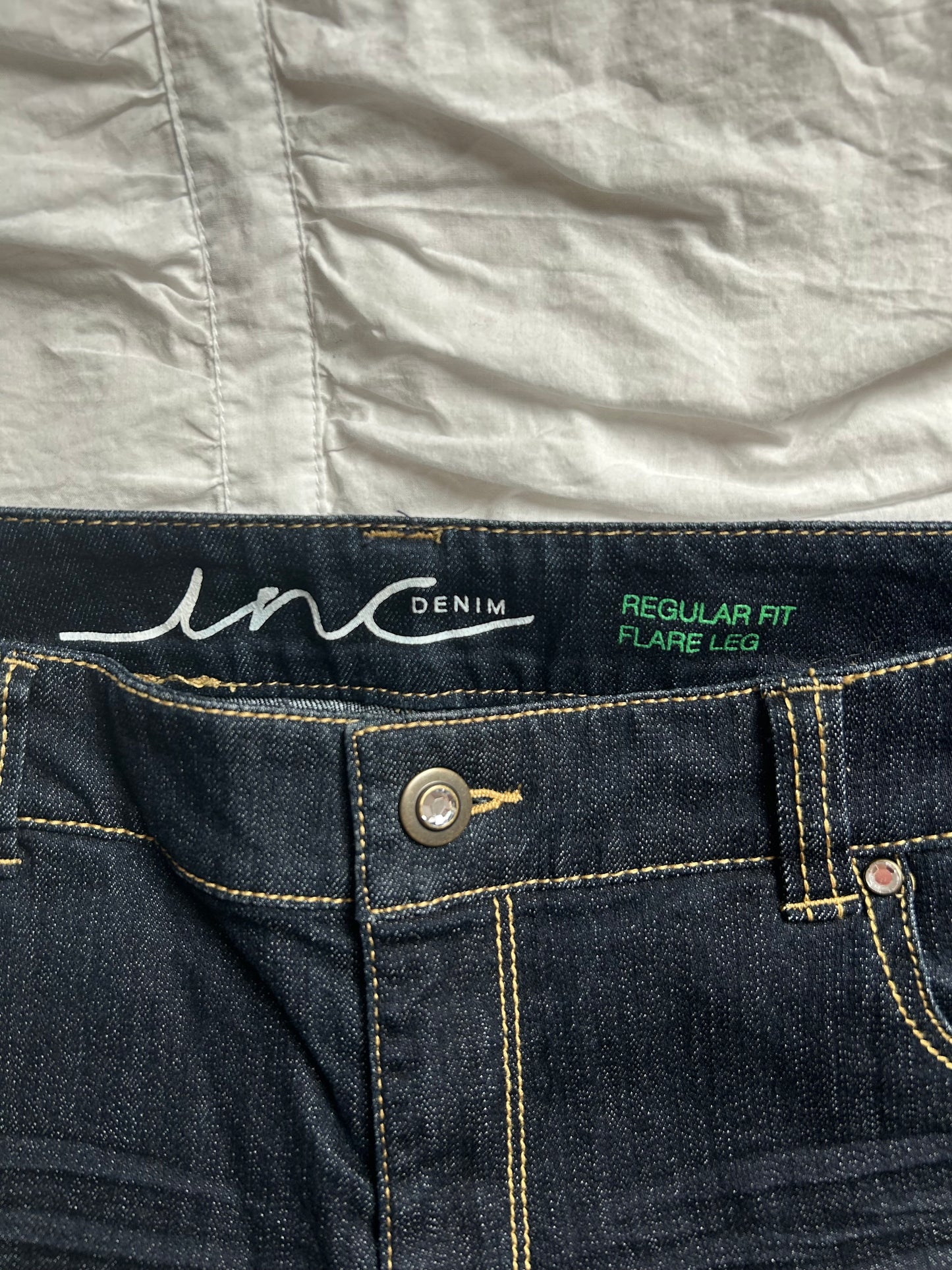 Vintage INC Denim Flare Jeans Studded Pocket Details