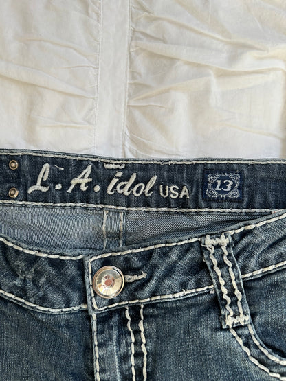 Vintage L.A. Idol USA Flare Jeans – Ornament-Stickerei & Strass-Still Alive